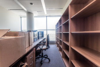 Shelves and paper boxes, moving to new office building